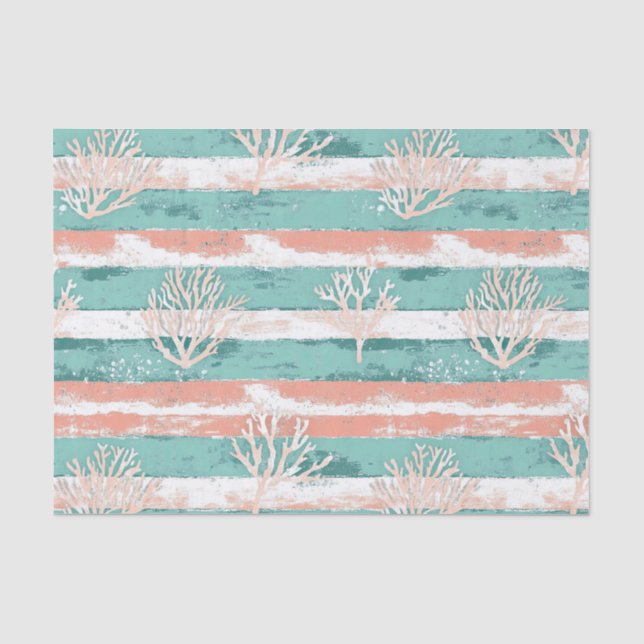 Summer Coastal Coral Pattern Tissue Paper (Front)