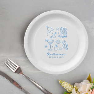 Summer Coastal Hand Drawn Beach Life Bridal Shower Paper Plate