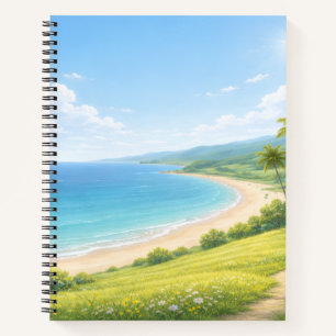 Summer Coastal Landscape Spiral Notebook
