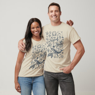 Summer Coastal Ocean Life Doodle T-Shirt