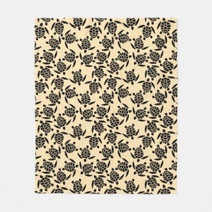 Summer coastal style repeating turtle pattern fleece blanket