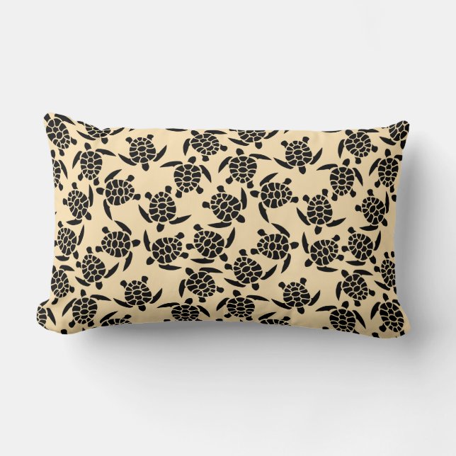 Summer coastal style repeating turtle pattern lumbar cushion (Front)