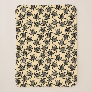 Summer coastal style repeating turtle pattern sherpa blanket