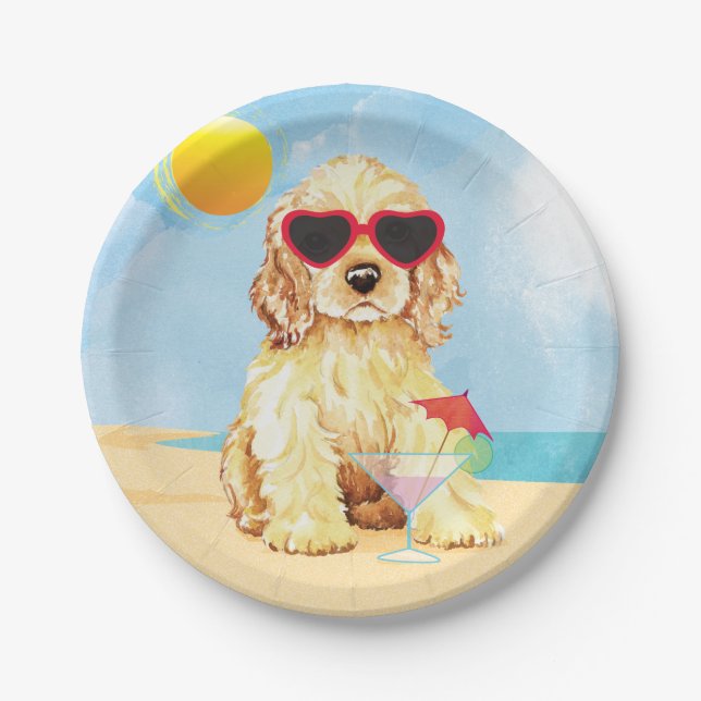 Summer Cocker Spaniel Paper Plate (Front)