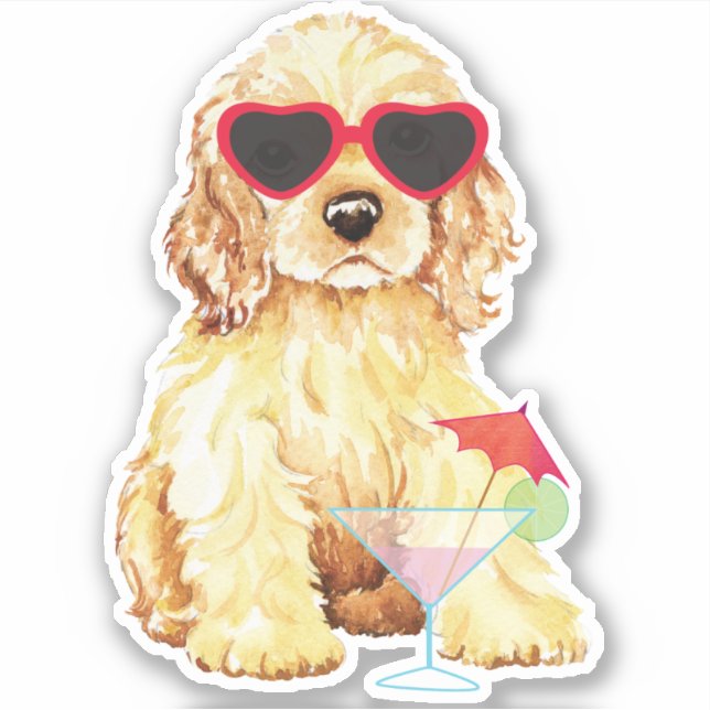 Summer Cocker Spaniel Vinyl Sticker (Front)