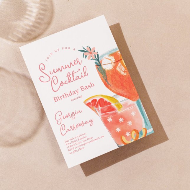 Summer Cocktail Birthday Bash Invitation (Creator Uploaded)