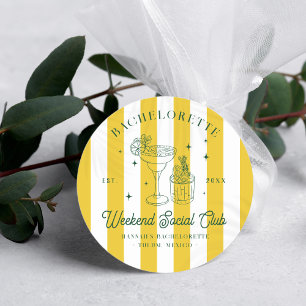 Summer Cocktail Club Bachelorette Classic Round Sticker