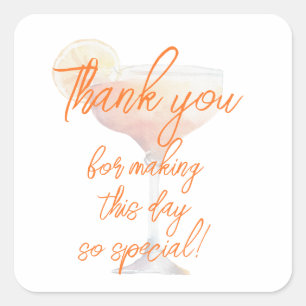 Summer Cocktail Drink Thank You Favour Square Sticker