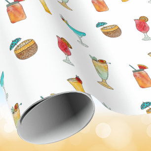 Summer Cocktail Drinks Patterned Wrapping Paper