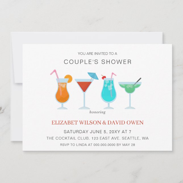 Summer Cocktail Party Couple's Shower Invitation (Front)