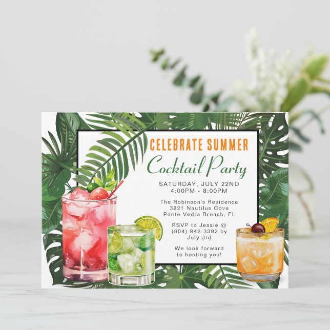 Summer Cocktail Party Invitation (Standing Front)