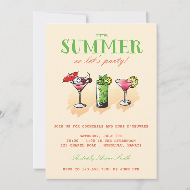 Summer Cocktail Party Invitation (Front)