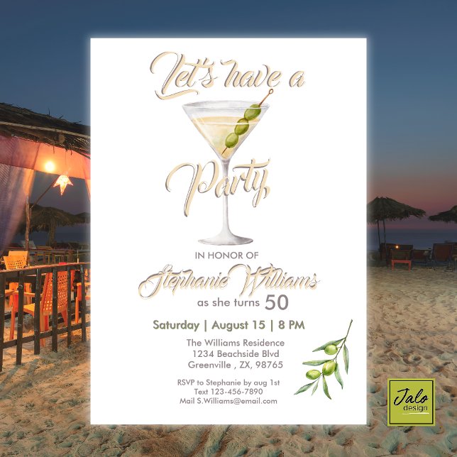 Summer Cocktail Women's 50th Birthday Party  Invitation (Creator Uploaded)