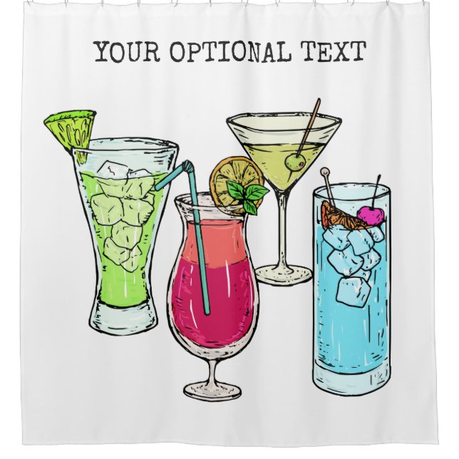 Summer Cocktails custom text shower curtain (Front)