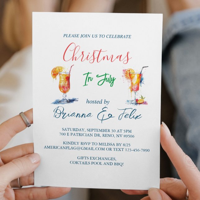 Summer Cocktails I Christmas In July  Invitation (Creator Uploaded)