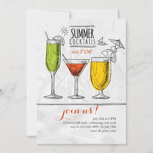Summer Cocktails Invitation (Front)