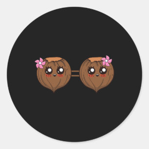 Summer Coconut Bra Halloween Costume Hawaii Aloha Classic Round Sticker