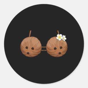 Summer Coconut Bra Halloween Costume Hawaii Aloha Classic Round Sticker