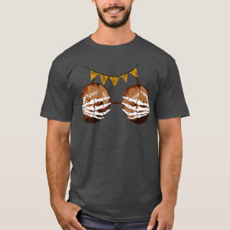 Summer Coconut Bra Skeleton Hand Funny Halloween T-Shirt