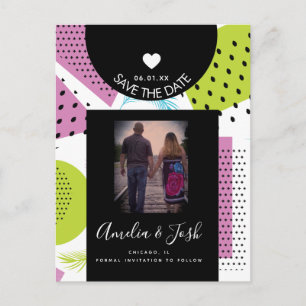 Summer Collage Shapes Pattern Save the Date Postcard