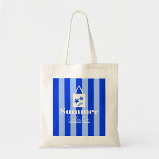 Summer Collection Blue Stripes Ocean Shells Star Tote Bag