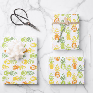 Summer colorful pineapple fruit multicolor pattern wrapping paper sheet