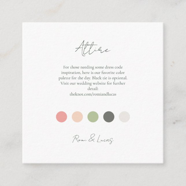 Summer Colour Dot Wedding Attire Dress Code  Enclo Enclosure Card (Front)