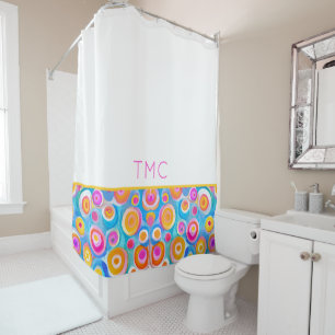 Summer Colourful Abstract Art Circles Initials Fun Shower Curtain