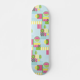 Summer colourful mosaic, watermelon kiwi fruit skateboard