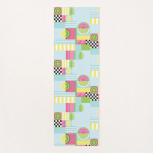 Summer colourful mosaic, watermelon kiwi fruit  yoga mat