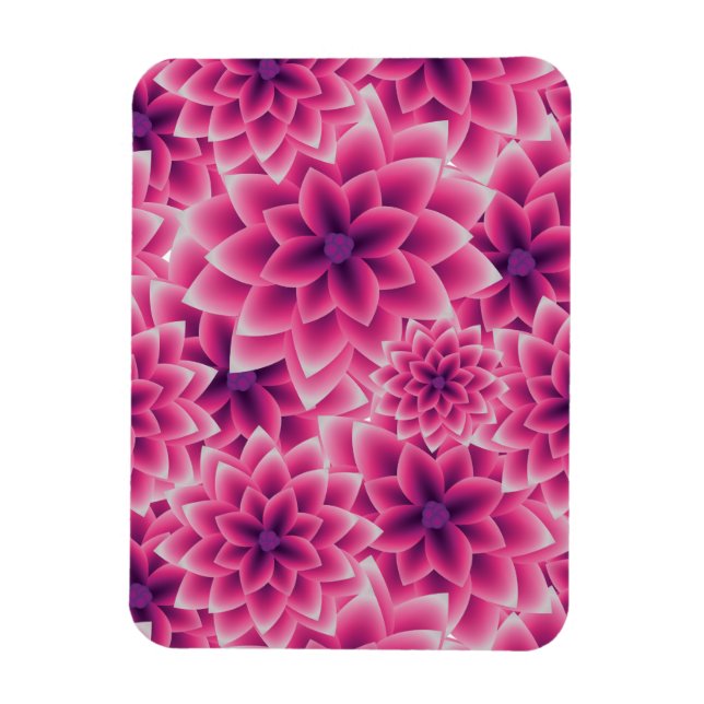 Summer colourful pattern purple dahlia magnet (Vertical)