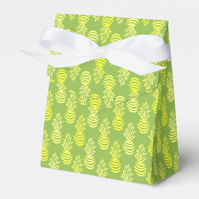 Summer colourful pineapple fruit green pattern favour box (Front Side)