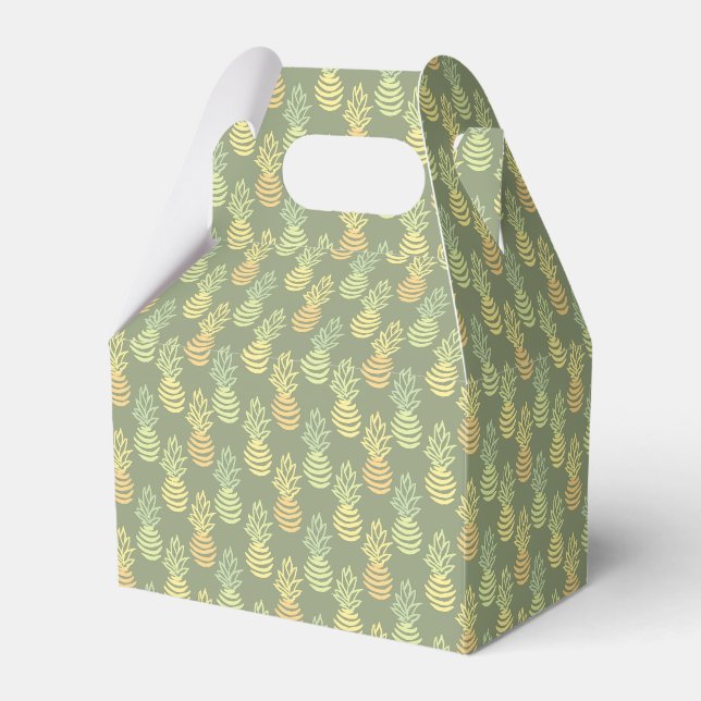 Summer colourful pineapple fruit green pattern favour box (Front Side)