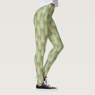 Summer colourful pineapple fruit green pattern leggings