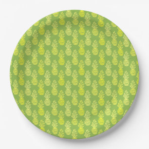 Summer colourful pineapple fruit green pattern paper plate