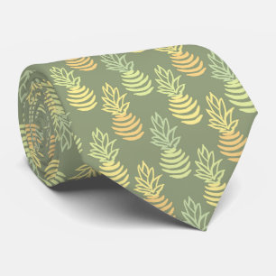 Summer colourful pineapple fruit green pattern tie