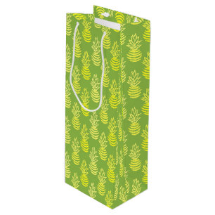 Summer colourful pineapple fruit green pattern wine gift bag
