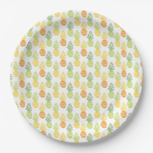 Summer colourful pineapple fruit multicolor patter paper plate