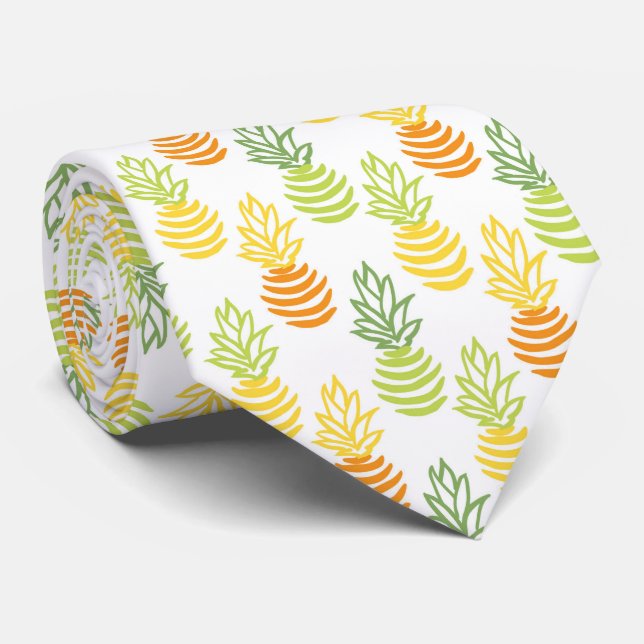 Summer colourful pineapple fruit multicolor patter tie (Rolled)