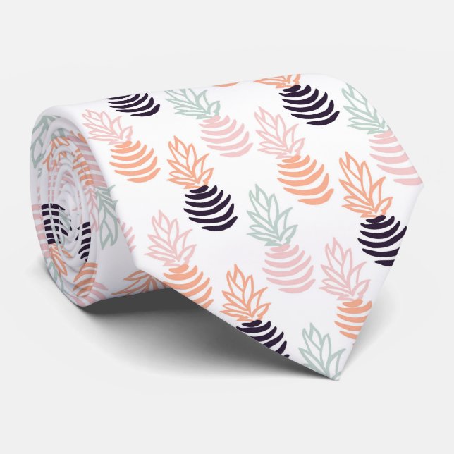 Summer colourful pineapple fruit pattern tie (Rolled)