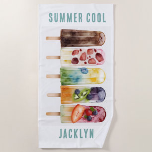 Summer Colourful Popsicle Kids Beach Towel