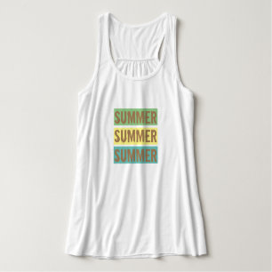 Summer colourful text based cute green yellow blue singlet