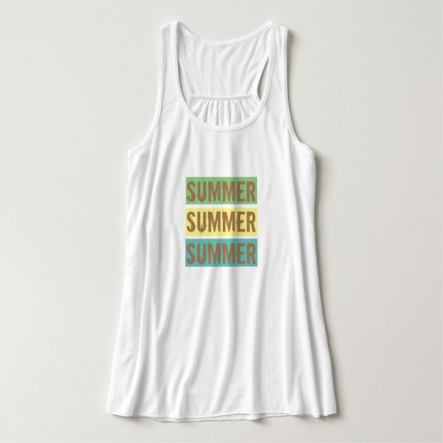 Summer colourful text based cute green yellow blue singlet (Design Front)