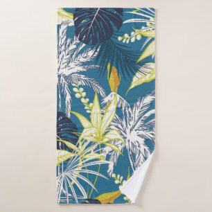 Summer colourful tropical forest leaves and fruits bath towel