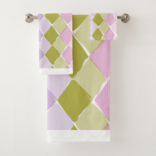 Summer colours pattern diamond Bath Towel Set