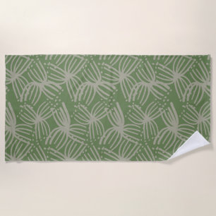 Summer Contemporary abstract bloom lime green dark Beach Towel