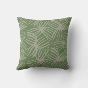 Summer Contemporary abstract bloom lime green dark Cushion