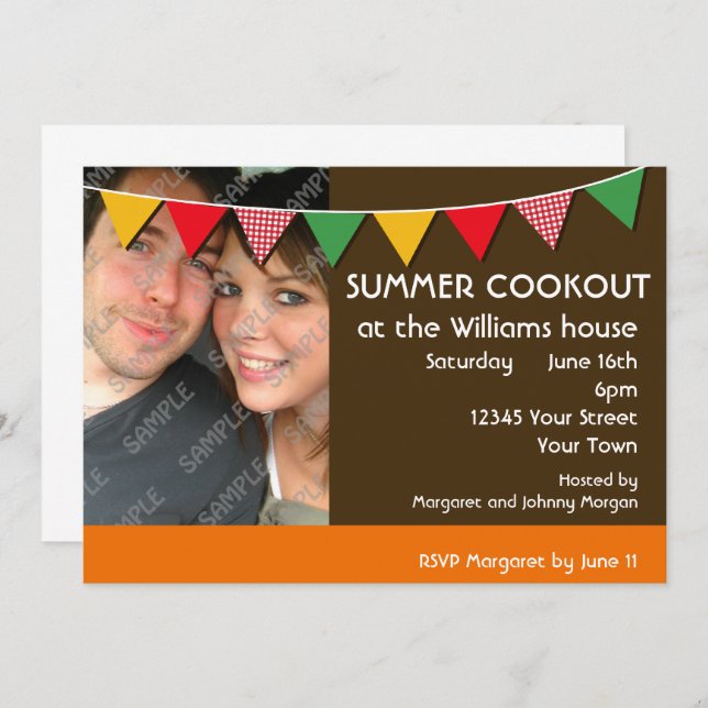 Summer Cookout Party Invitation (Front/Back)