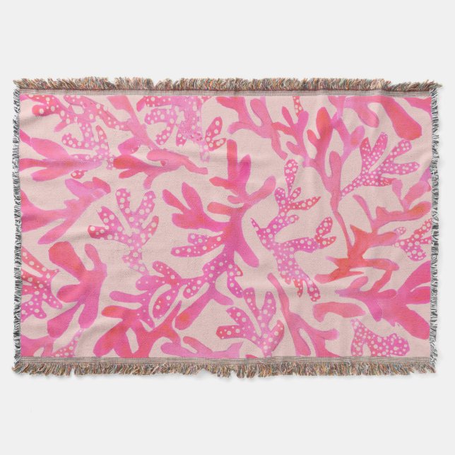 Summer Coral Pattern Throw Blanket (Front)