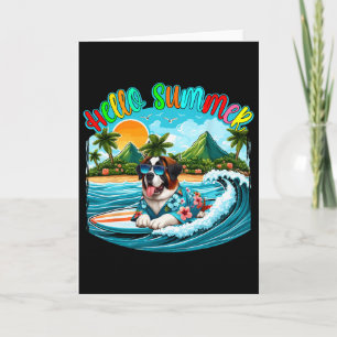 Summer Costume St. Bernard Sungles Surfing On Beac Card